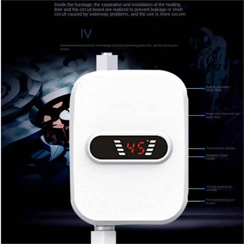 Instant Electric Mini Tankless Water Heater Hot Instantaneous Water Heater System for Kitchen Bathroom