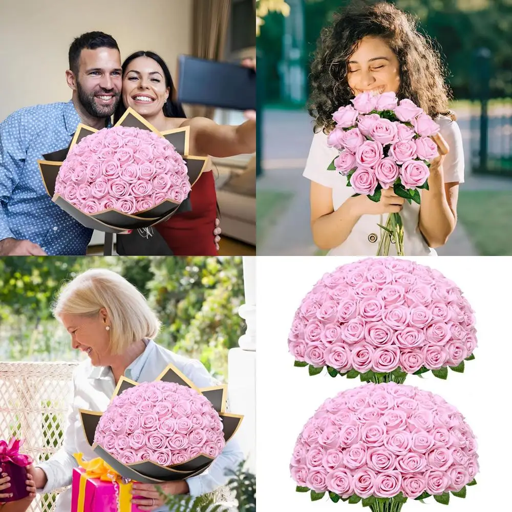 

Набор из 100 искусственных розовых и бархатных роз для букетов на День святого Валентина, День матери и свадебных композиций