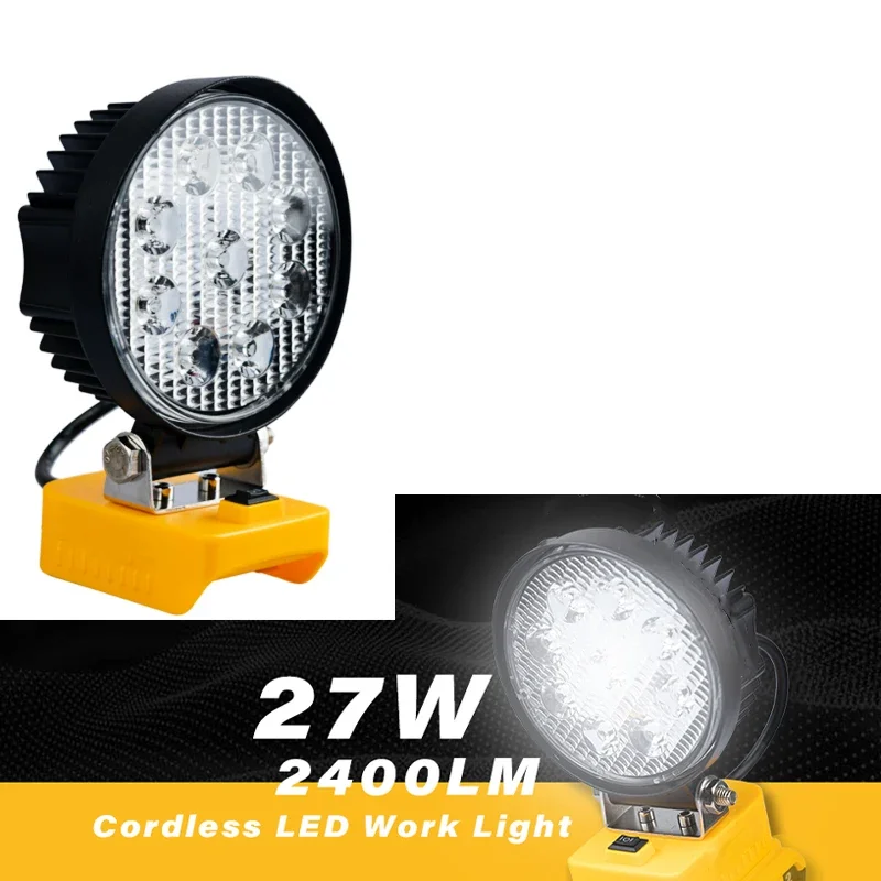 Cordless LED Work Lights for Dewalt 20v Battery 27W Flood Light Portable Work Light for Camping Car Repairing Emergency Outdoor