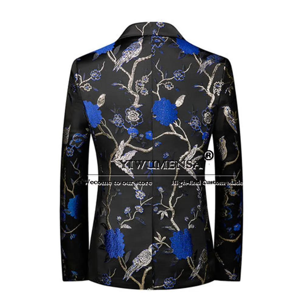 Classic Jacquard Suits Men For Wedding Single Breasted Prom Blazer Tailored Formal Party Groom Tuxedos Male Fashion Clothing