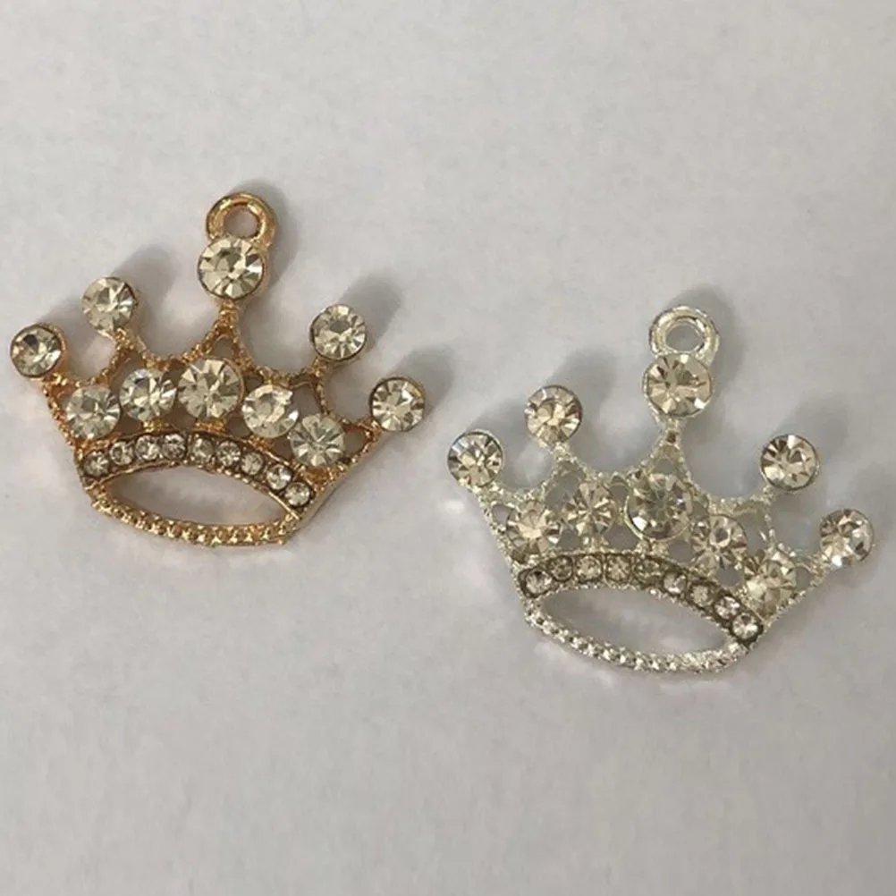 10Pcs Alloy Crown Pendant Small Diamond Design DIY Jewelry Accessories Necklace Bracelet Charm Ornament Making Craft Supplies