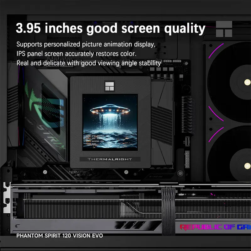 مبرد وحدة المعالجة المركزية Thermalright Phantom Spirit 120 VISION ثنائي المروحة مع شاشة IPS LCD مقاس 3.95 بوصة يدعم LGA1851/1700 AMDAM5