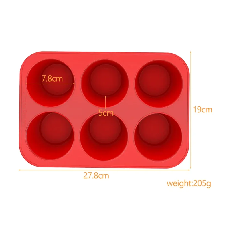 6 Cup Silicone Jumbo Muffin Pan Giant Silicone Cupcake Pan/Cups Deep Popover Pan Large Muffin Pans Baking Cheesecake Bites