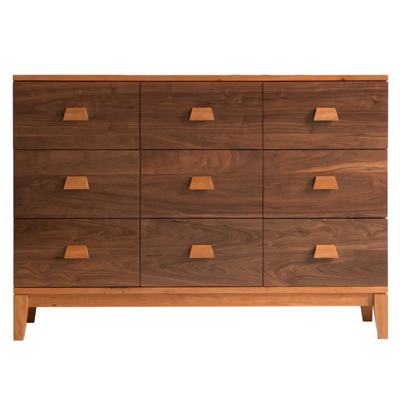 

Modern medieval black walnut solid wood drawer-type porch storage cabinet simple color matching chest cabinet