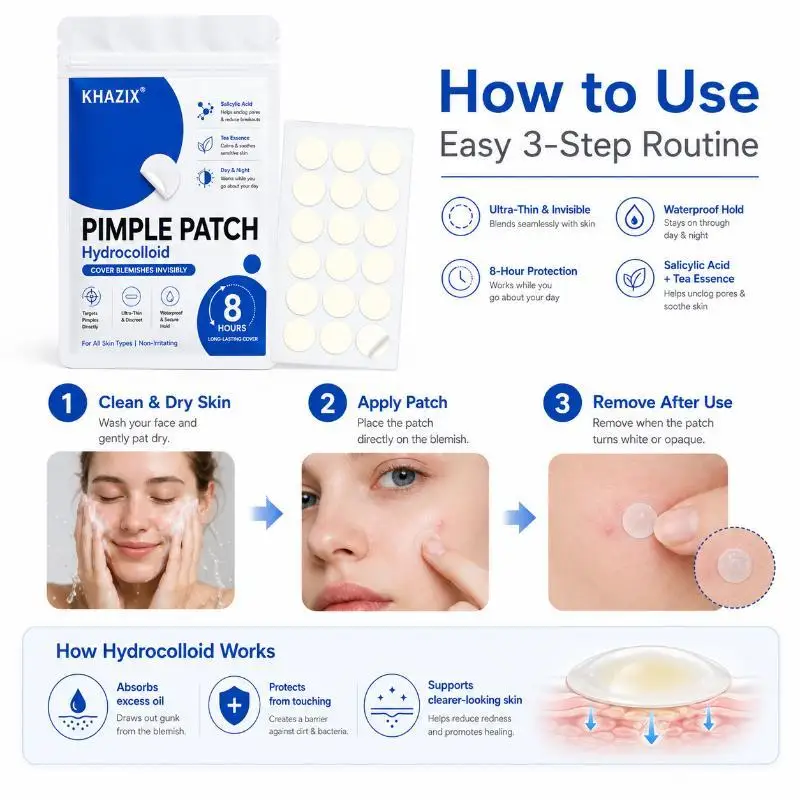 Hydrocolloid Acne Pimple Patch Thin Breathable Acne Cover Patches 372Pcs Multi-size for Different Sizes Acne Spots TreatmentHot