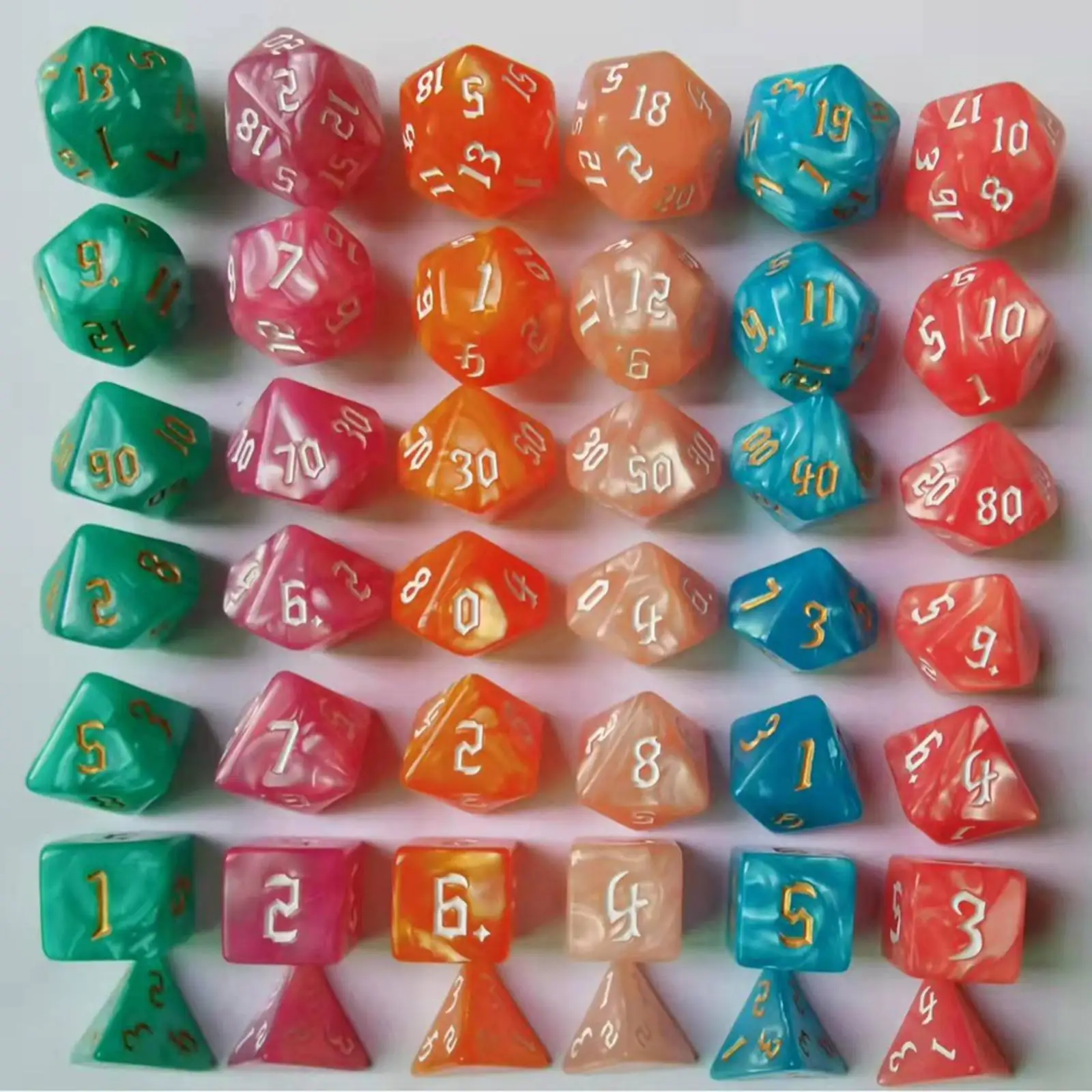 Juego de dados poliédricos de 42 Uds., dados rodantes para enseñanza de matemáticas, accesorios para juegos de mesa