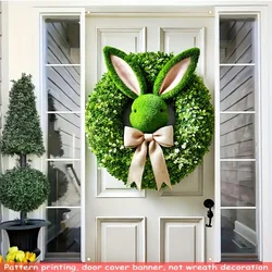1pc 2D Easter Bunny Wreath Pattern door Panel - indoor and outdoor spring decoration, suitable for everywhere