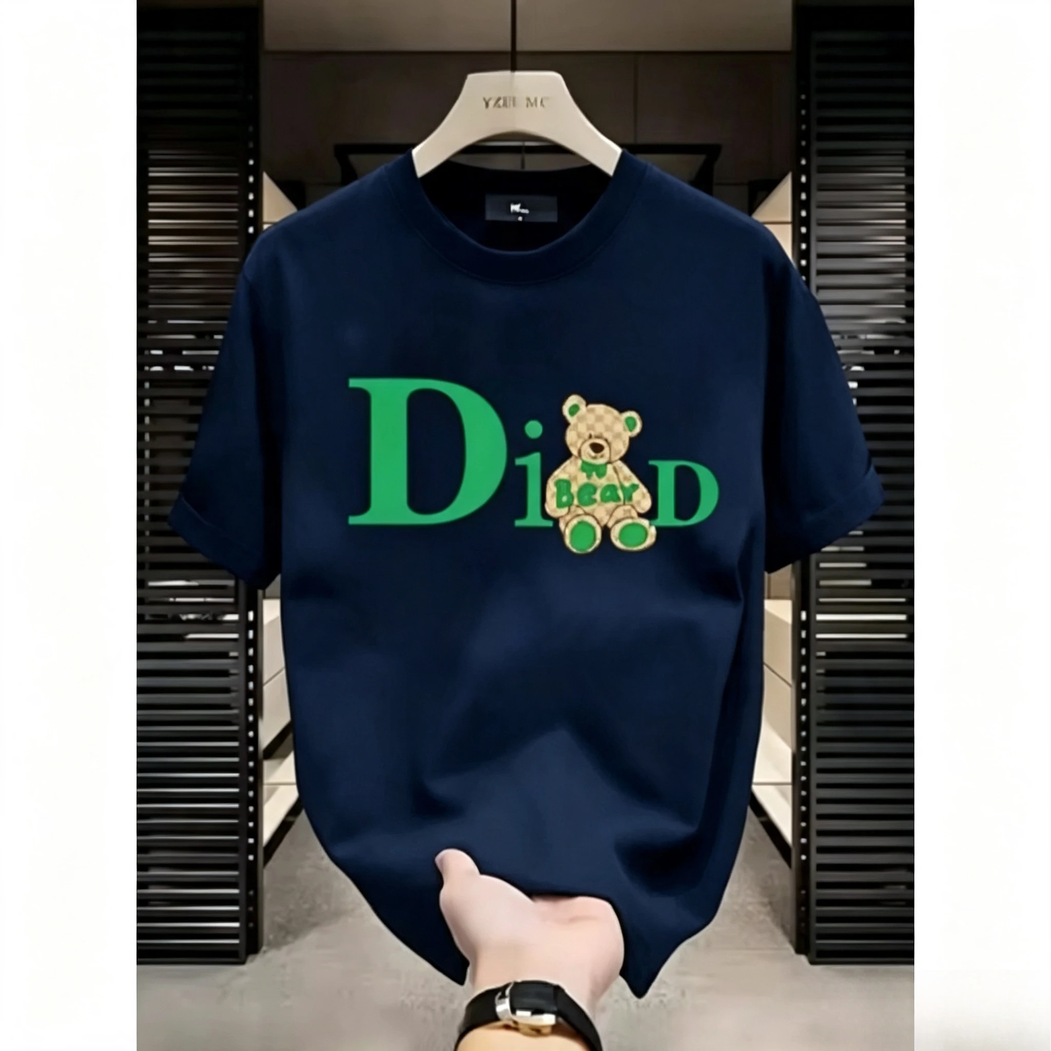 Summer Luxury High-quality T-shirt - Fashion Creative Bear Letter Print - Versatile Round-neck T-shirt for Men and Women