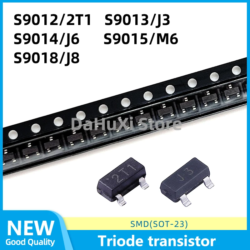 50Pcs JCET S9012 2T1 S9013 J3 S9014 J6 S9015 M6 S9018 J8 SOT-23 NPN PNP SMD triode transistor CJ