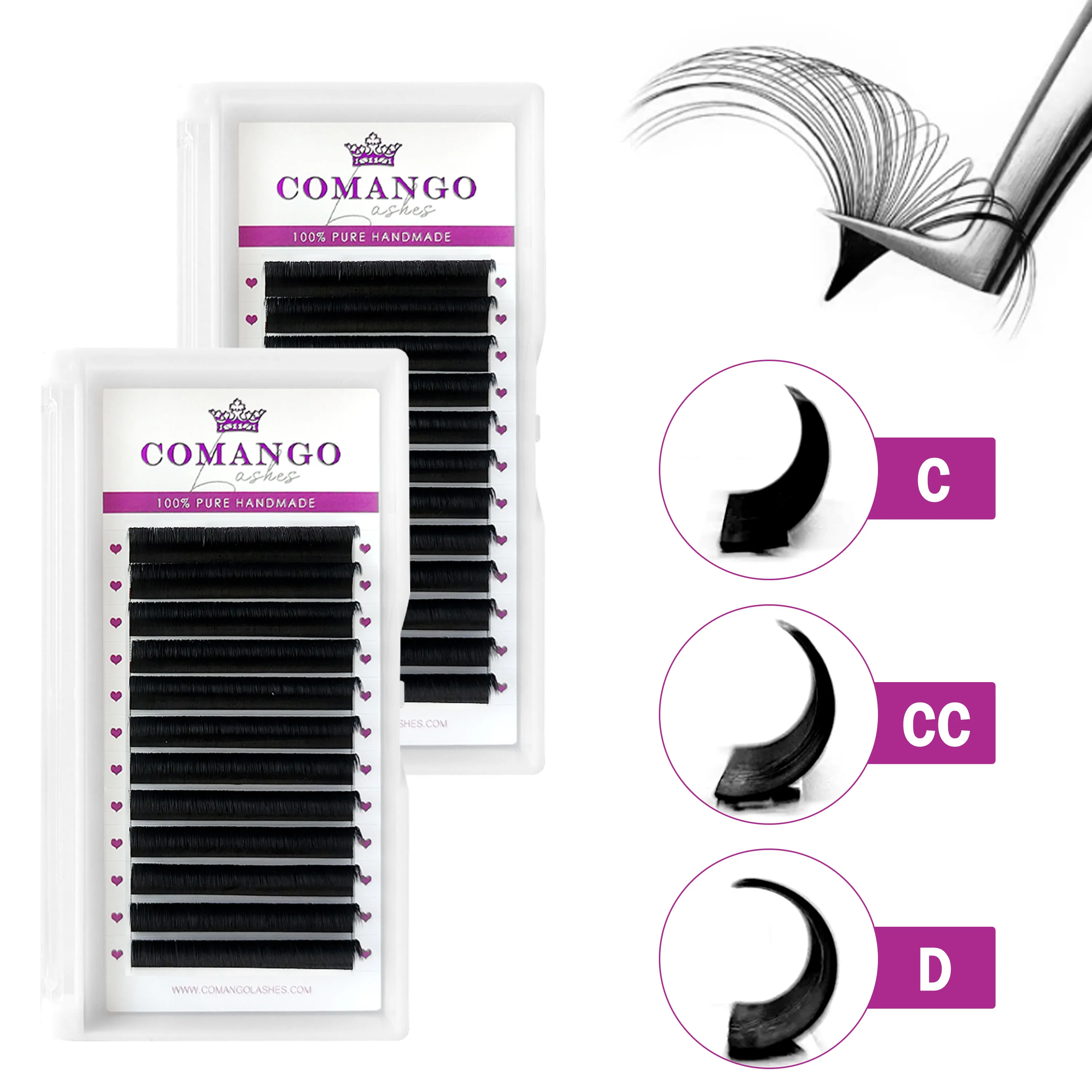 CoMango Matte Black C D CC Curl Easy Fan Eyelash Extension Premium False Mink Russian Volume Natural Soft Makeup Supplies