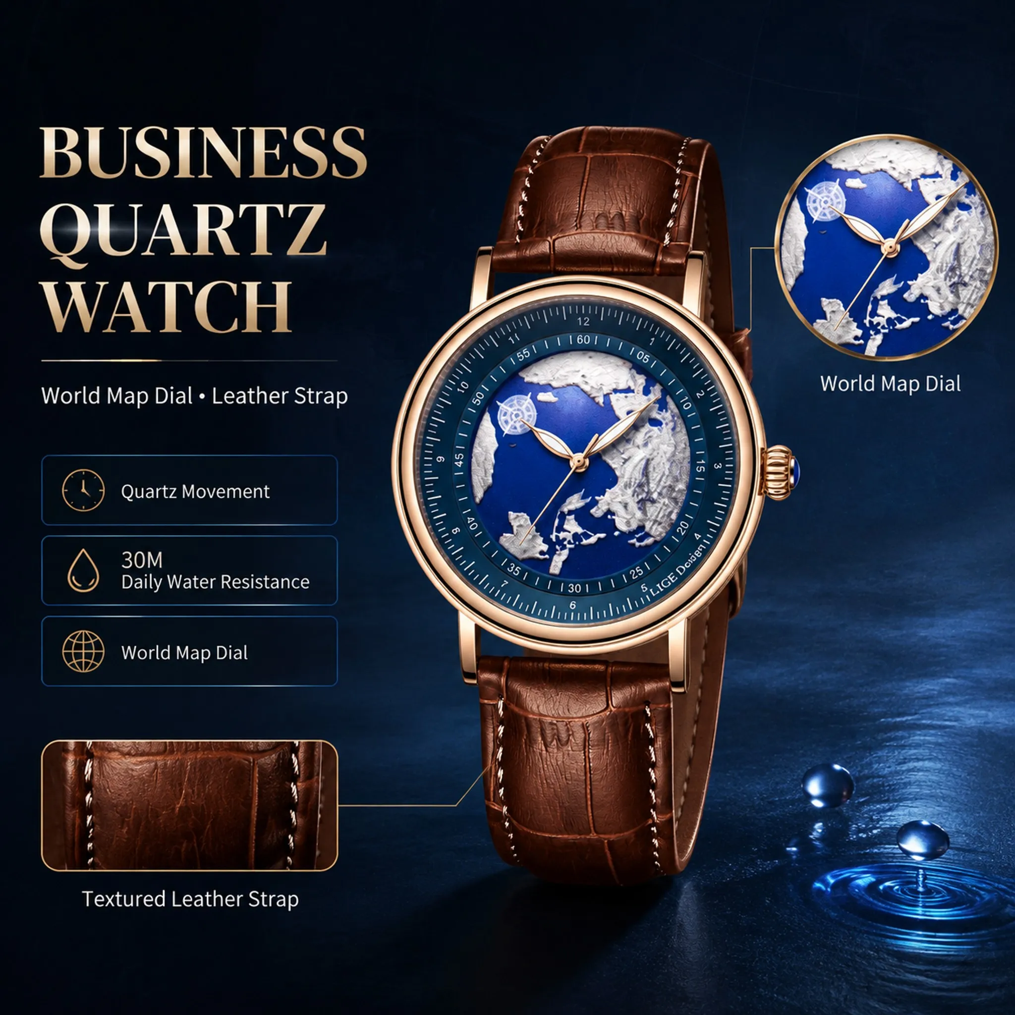 LIGE 2026 New Top Brand Luxury Man Wristwatch Waterproof Luminous Unique Men Watches Leather Quartz Men's Watch Male reloj