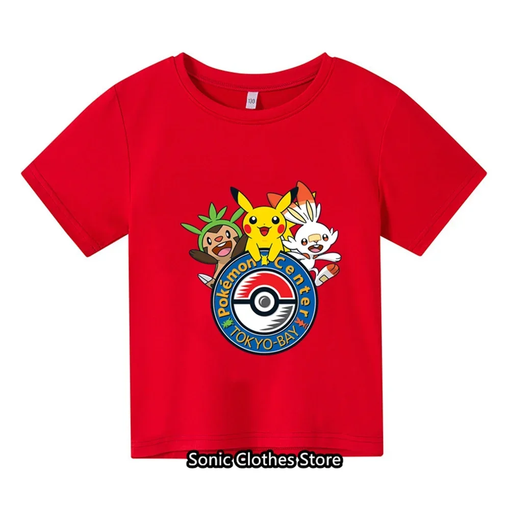 2024 Summer 3-14 Children\'s Pocket Monster Fashion Clothing Boys Short sleeved Pikachu T-shirts Girls Fashion T-shirts