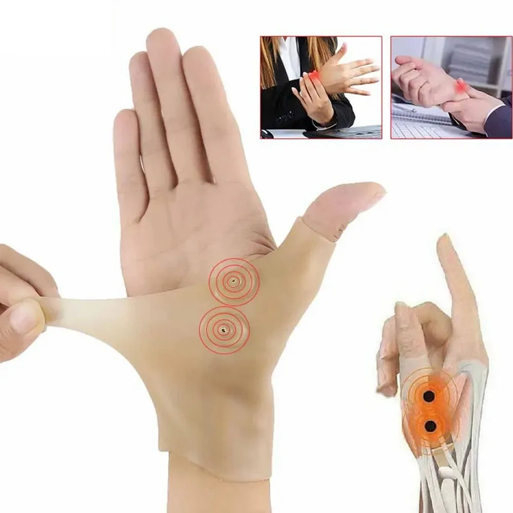 1Pc Magnetic Therapy Wrist Hand Thumb Support Gloves Silicone Gel Arthritis Pressure Corrector Massage Pain Relief Gloves