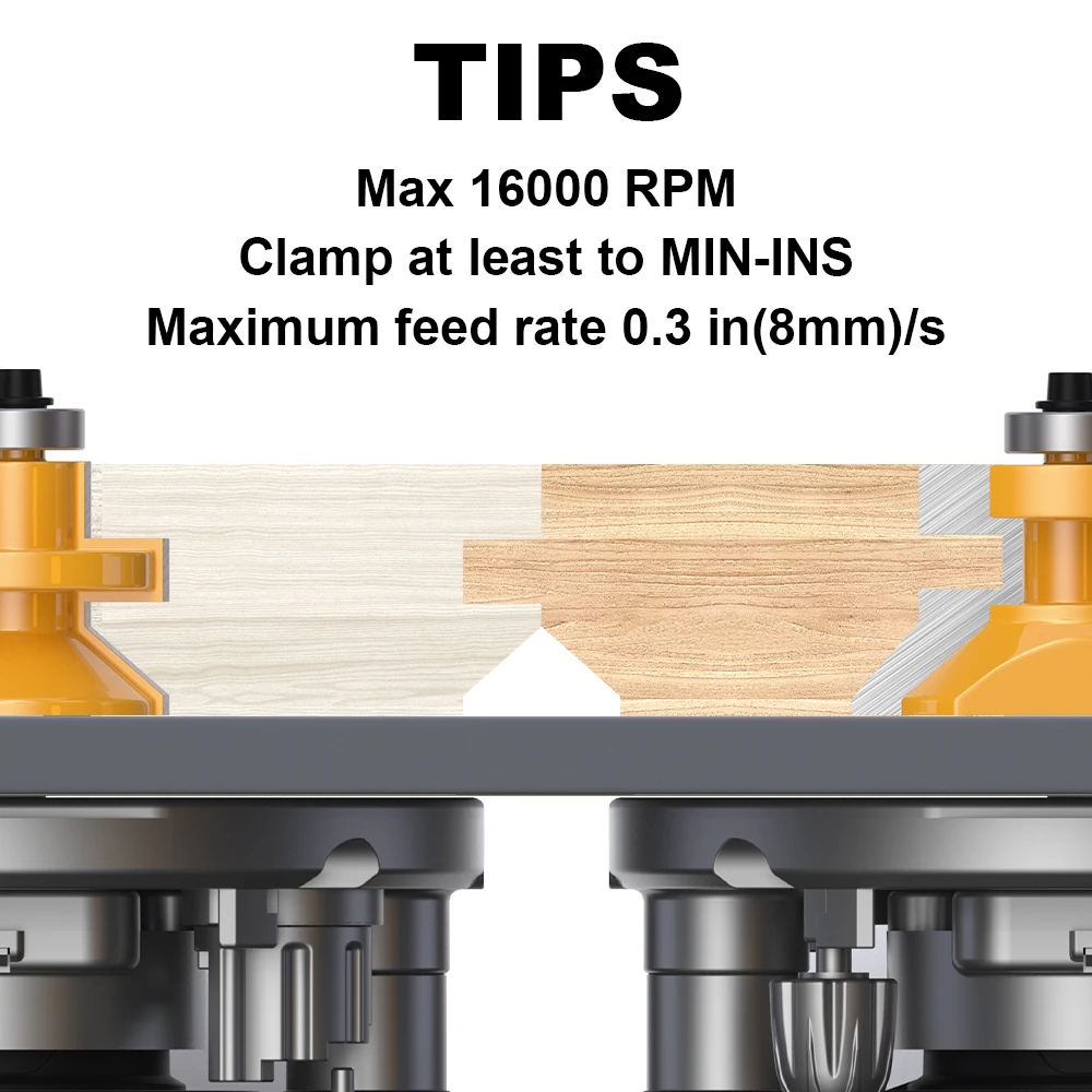 ONEVAN 2PCS Tongue and Groove Flooring Router Bit Set 8/12/12.7mm shank, Rail Stile Assembly Milling Cutter for Wood Woodworking