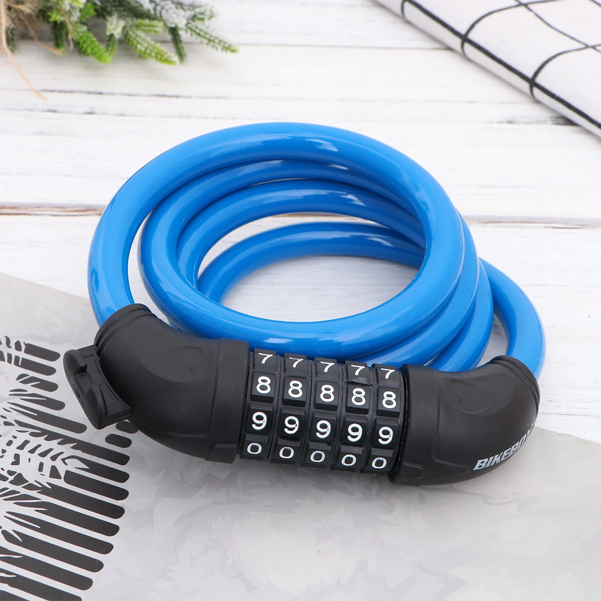 

5 Combination Cable Bike Anti-Theft Chain Lock Durable Long 100000 Passwords Storage Scooter Motorcycle Universal