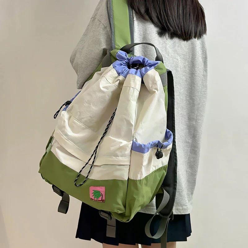 

Весенне-летний легкий дорожный рюкзак Op Street Sle с двойной сумкой на плечо, цветной рюкзак на шнурке и шнурке