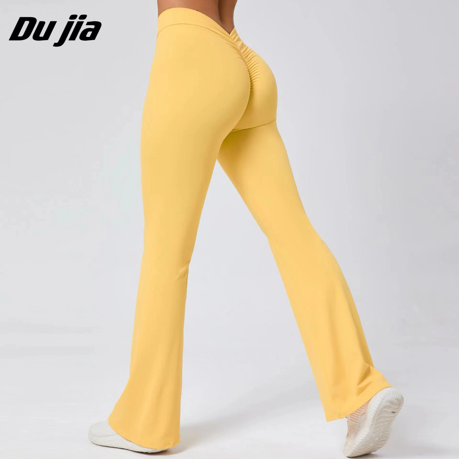 

Back V Waist Flared Leggings Workout Yoga Flared Pants High Wasit Gym Sport Scrunch Leggings Women Elastic Tights Wide Leg Pants