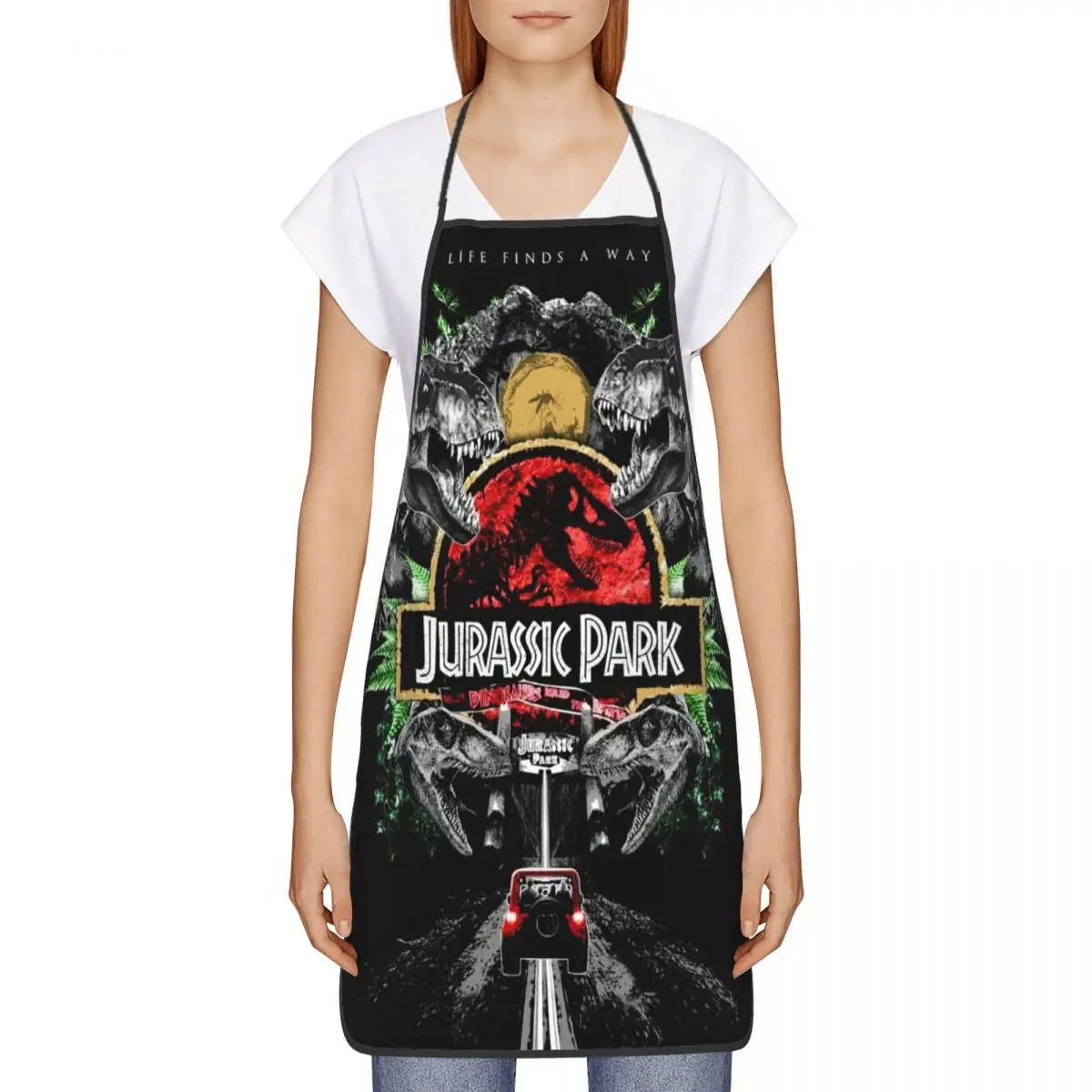 Jurassic Park Apron for Women Men Unisex Bib Dinosaur World Cooking Kitchen Tablier Cuisine Chef Gardening