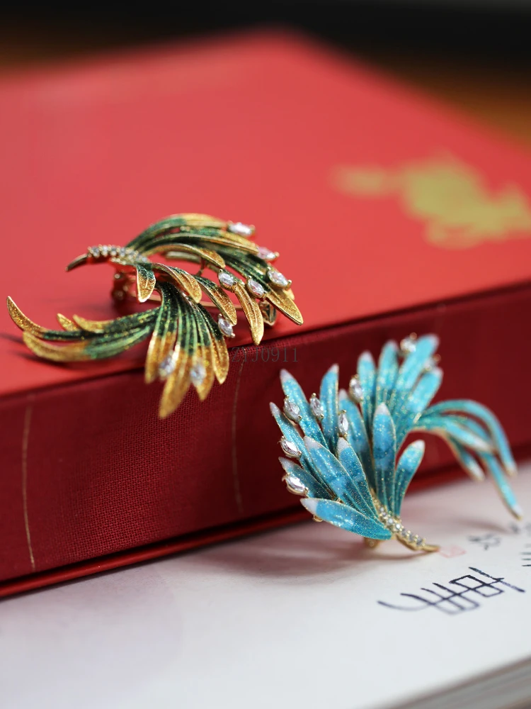 Древний эмалированный цвет, свитер Древний Феникс, брошь в китайском стиле Ханфу Гучо