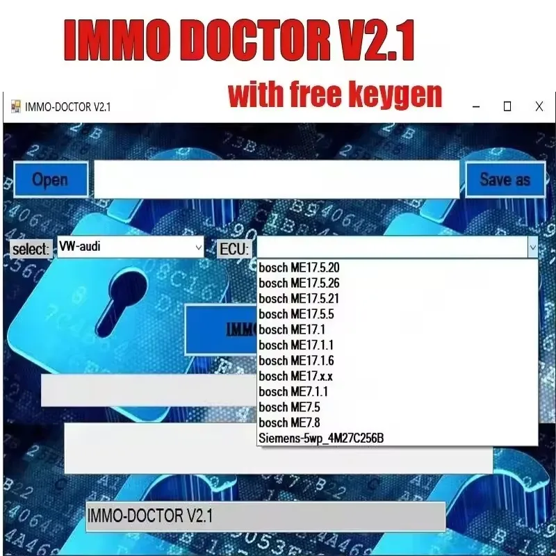 IMMO Doctor V2.1 Anti-Theft Software for SIM2K MT38 ME Engine Computer Turn off Tool Compatible with 17.9.2 17.9.8 MED17.9.8 ME1
