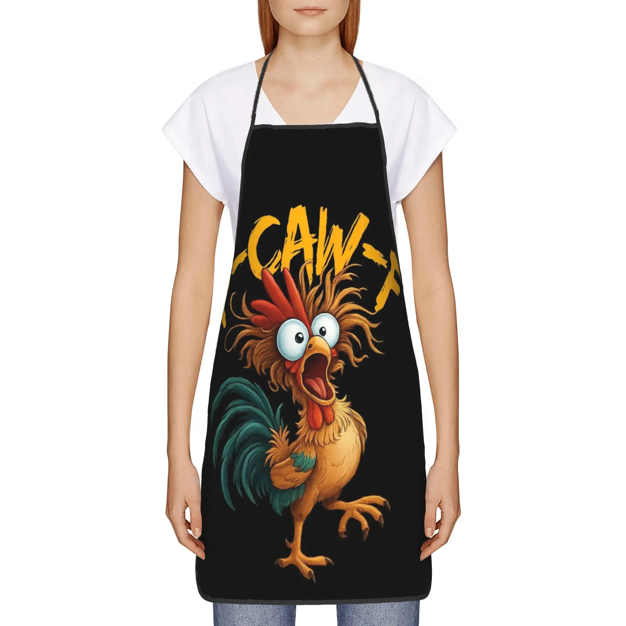 Screaming Chicken Print Apron, Adult Kitchen Work Apron, Wear-Resistant & Stain-Resistant