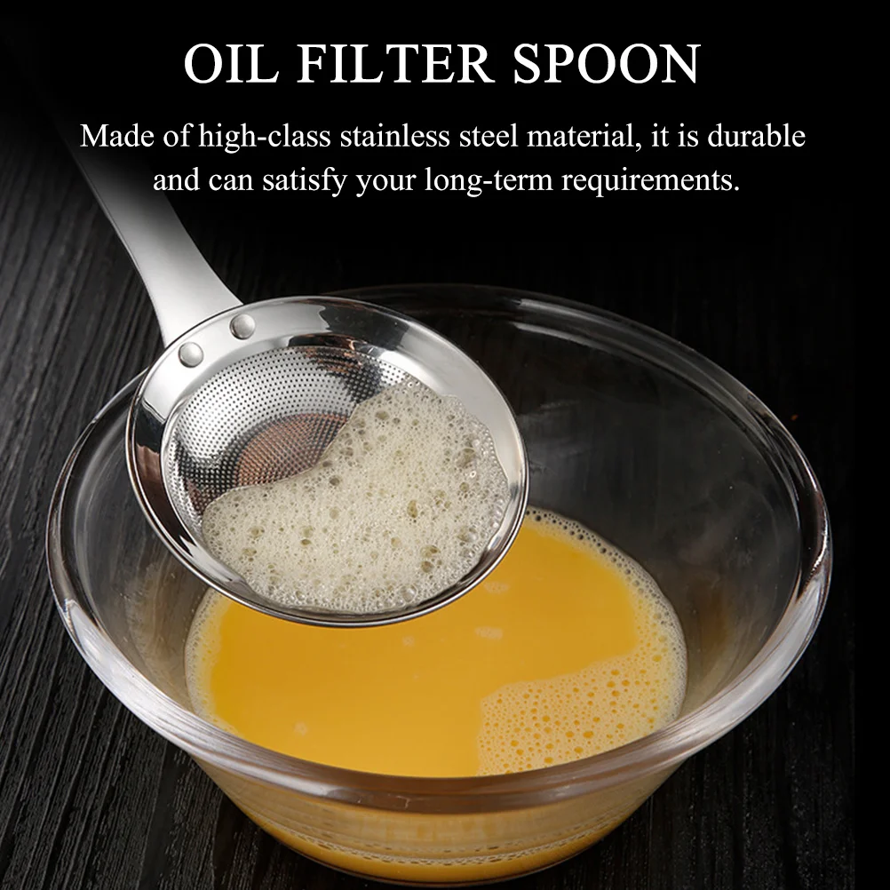 

Stainless Steel Oil Filter Spoon Mesh Strainer Kitchen Skimmer for Juice Soy Milk Hot Pot Filtering Filter Spoon