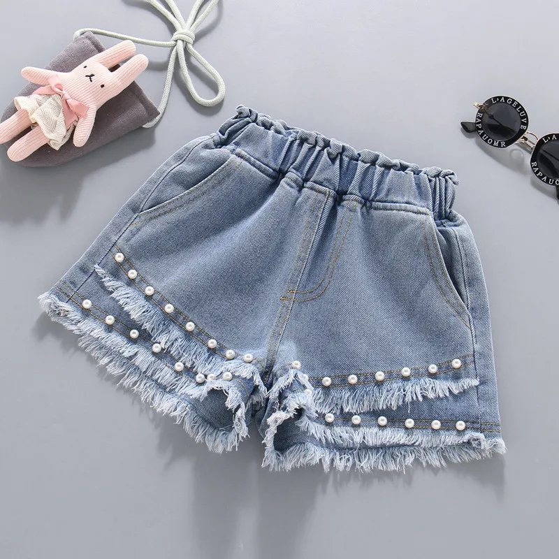 الفتيات الدنيم السراويل غسل الرمال السراويل الساخنة 2025 الربيع والصيف الفتيات الجديدة تنوعا السراويل مرونة الخصر #2