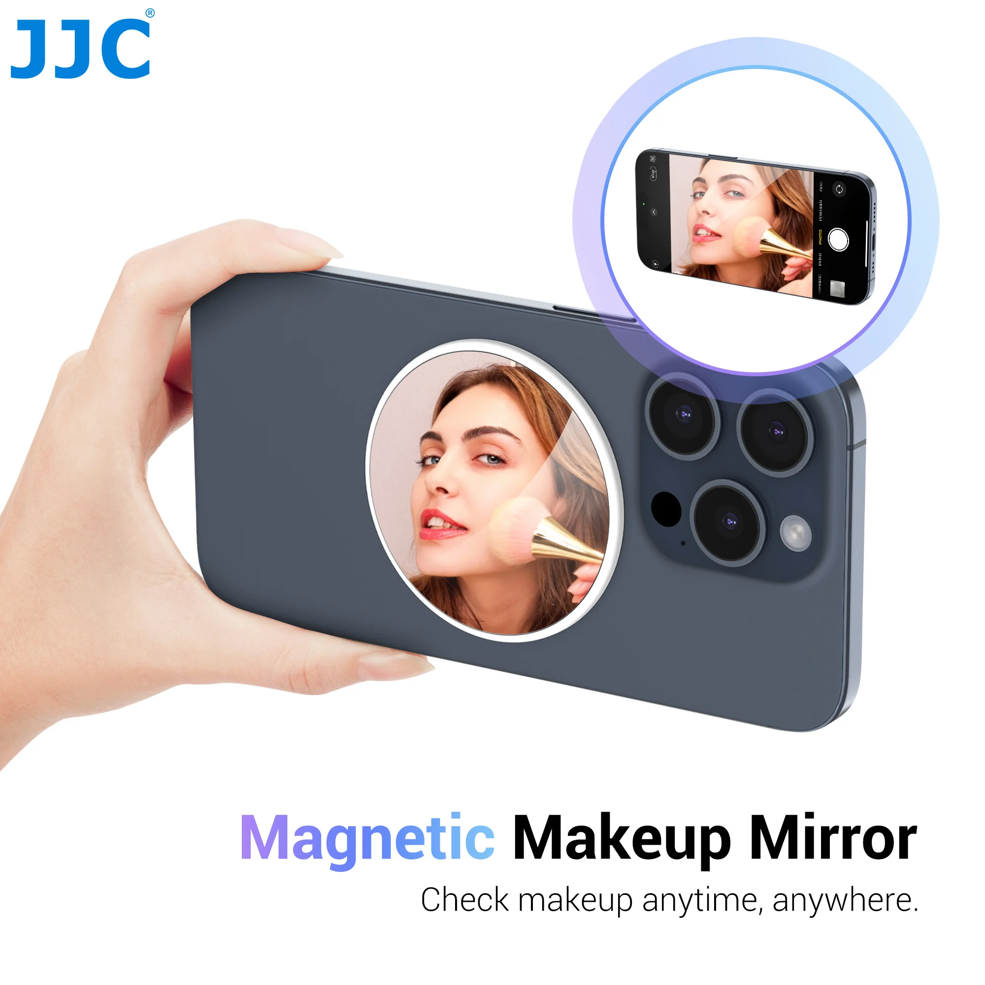 

JJC Magnetic Phone Vlog Selfie Mirror Slim Flat Cell Phone Makeup Mirror for iPhone 15 14 13 12 Pro Max Plus Smartphones Xiaomi