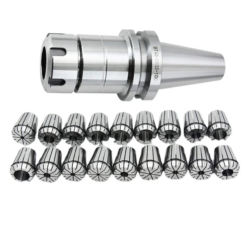 Er Collets Chuck Set BT40-ER32-18pcs High Precision Er32 Collet with Bt40 Tool Holders for Milling Machine Cnc Tool Holder
