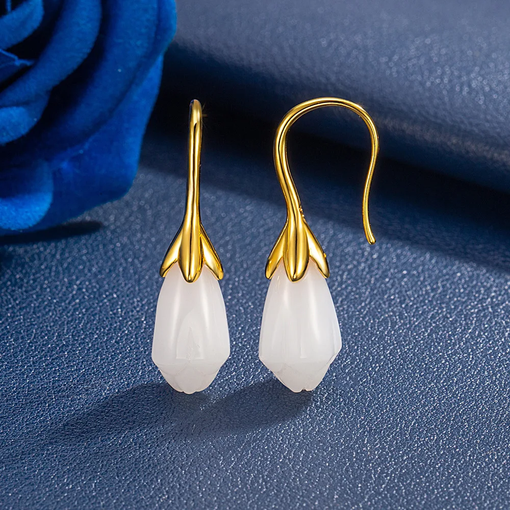 

925 Sterling Silver Earring Classic Magnolia Style Earring Ladies Fashion Simple Birthday Party Wedding Anniversary Jewelry Gift