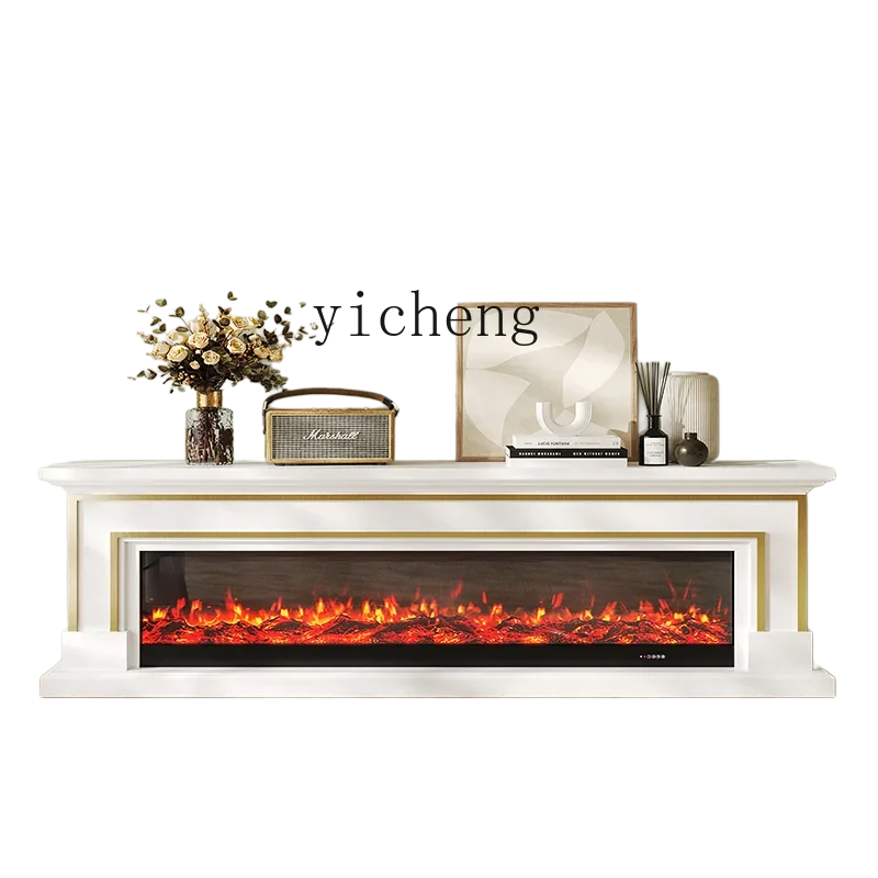 

Light Luxury Modern Solid Wood Fireplace TV Cabinet Living Room Home Simulation Flame Heating Fireplace Curio Cabinet