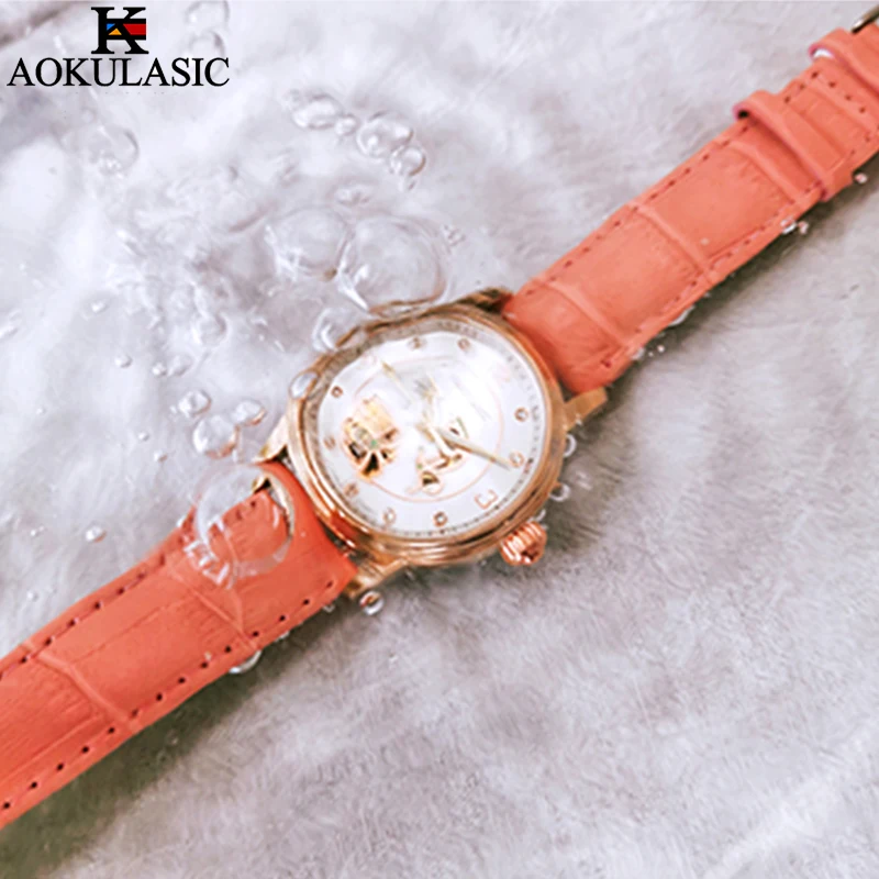 AOKULASIC Women Automatic Mechanical Watches Elegant Casual Waterproof Clock Watches Luxury High Quality Business Ladies Watches