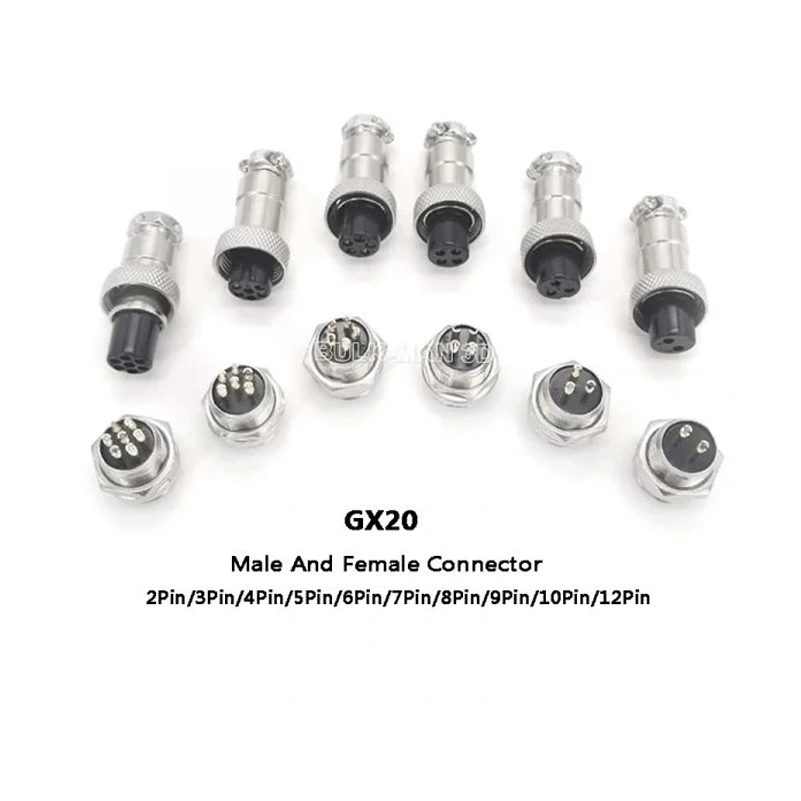 GX20 2/3/4/5/6/7/8/9/10/12 Pin Male And Female Connector Electrical Aviation Plug