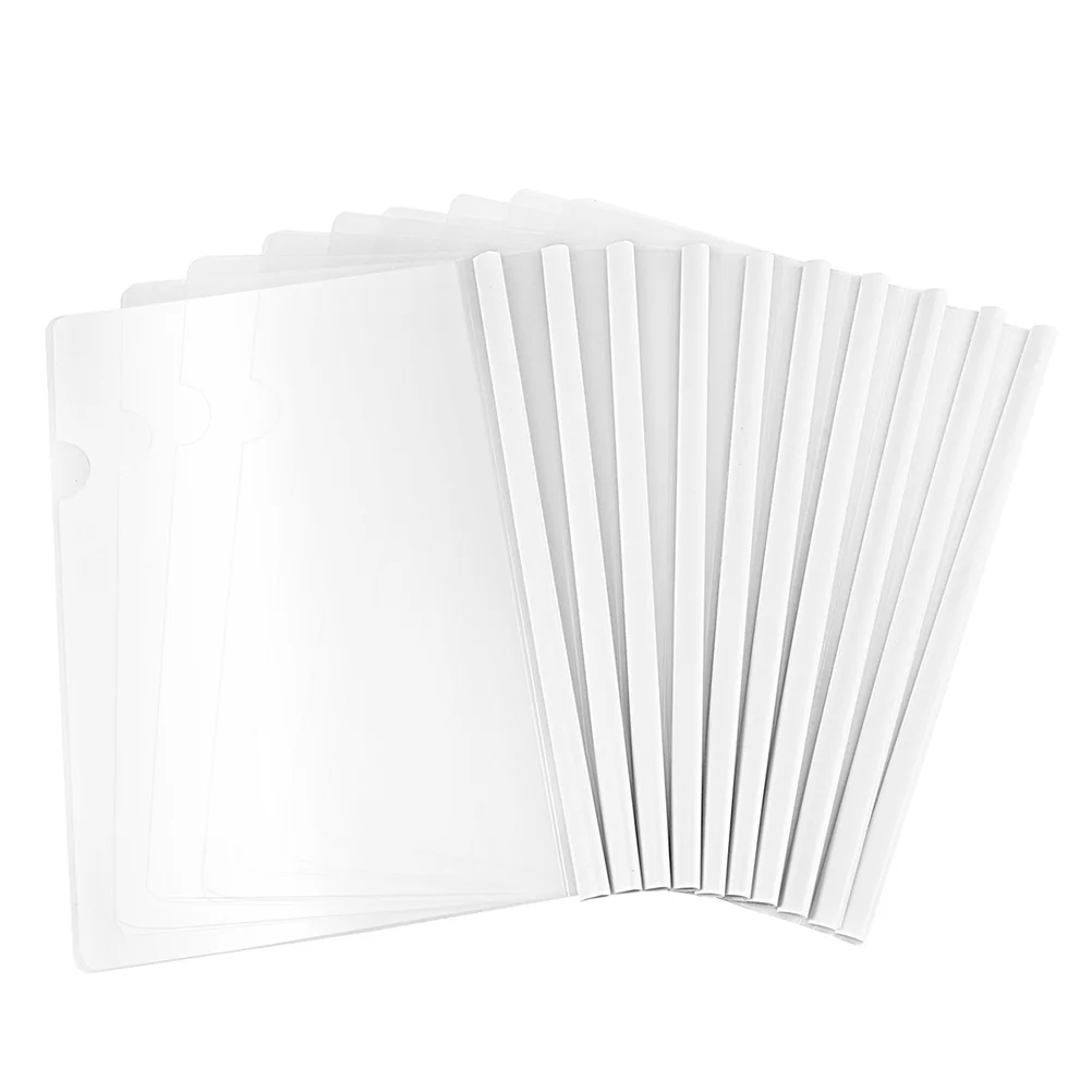 20Pcs Transparent File Folder Sliding Bar Locking A4 Paper Cover Organizer Document Holder Office Use