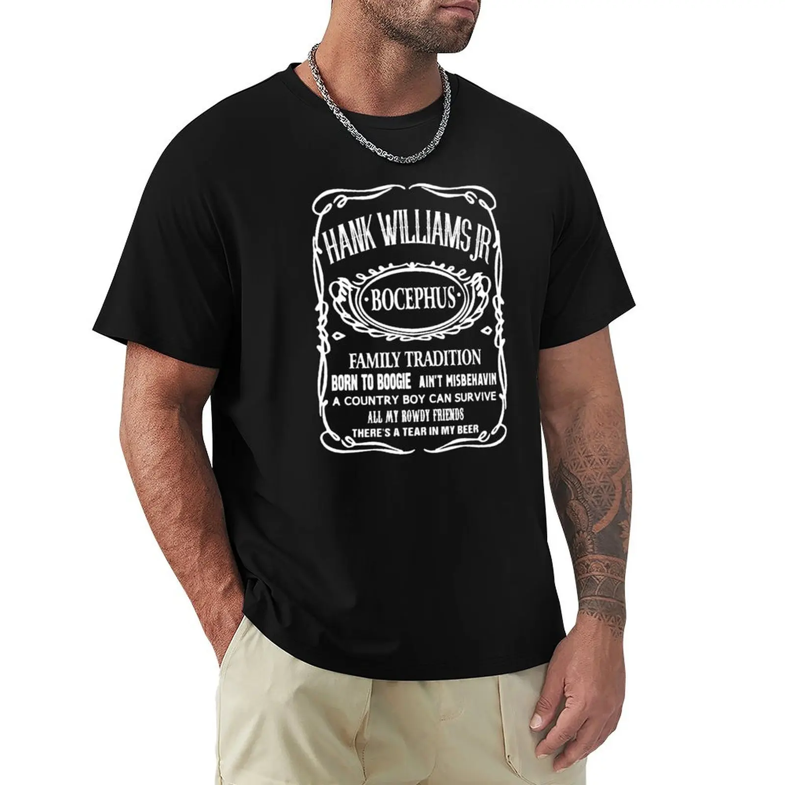 Black and White Hank Jr Art Williams Music Essential Whiskey T-Shirt plain sports fans heavyweights heavyweight t shirts for men