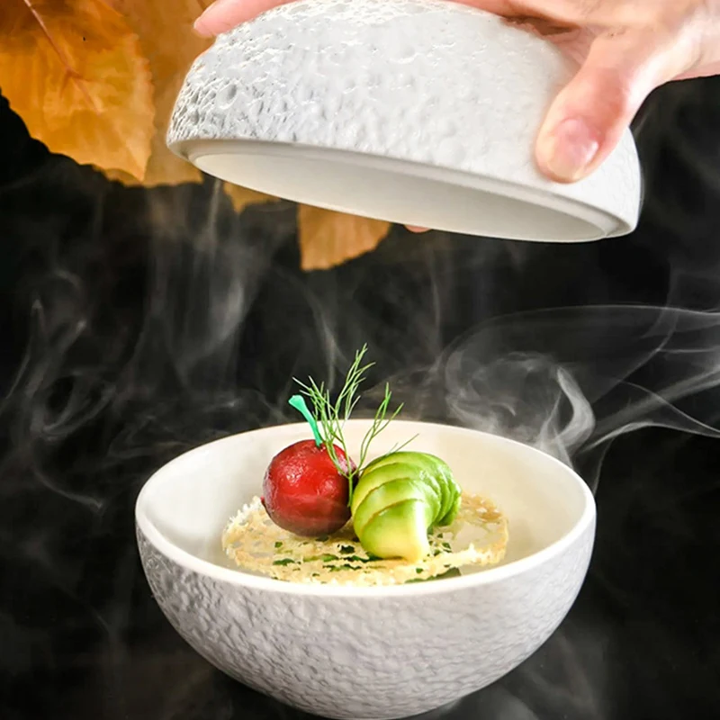 1 Piece Volcanic Stone Tableware White Molecular Craft Planet Like Bowl INS Tableware Ceramic Dish Dessert Serving Bowl