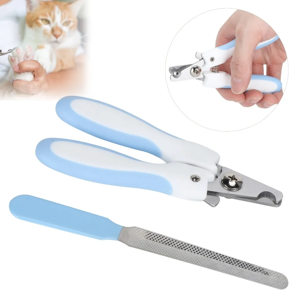 Durable Stainless Steel Pet Nail Clippers with File Set Portable Dog Nail Trimmers Cat Nail Grooming for Small Pets