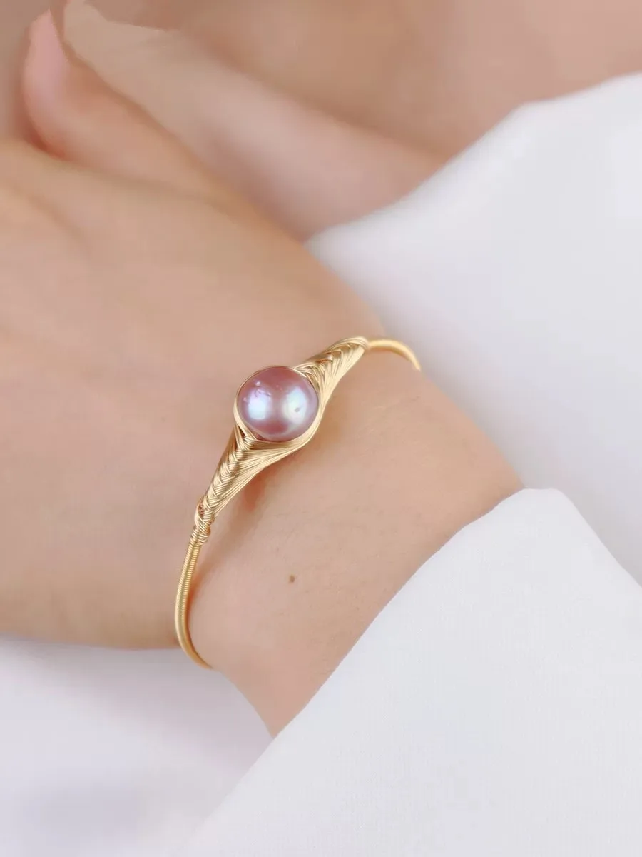 100 % natürliche Süßwasserperle, 14 Karat Gold gefüllt, Damen-Armreif, Schmuck, Frauen-Geburtstagsgeschenke, kein Verblassen, günstig – Detail 5