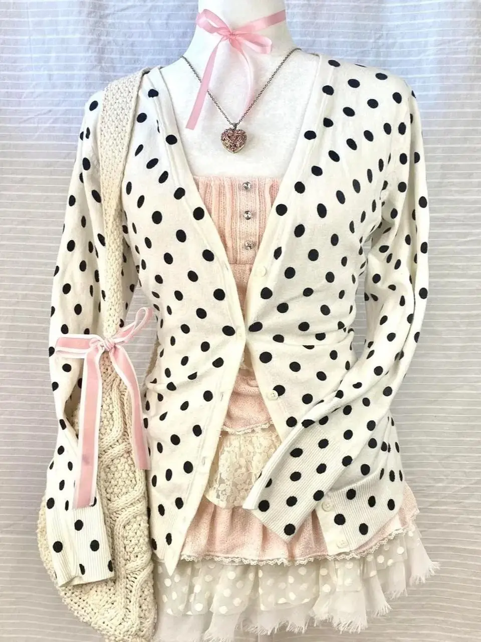 

Винтажное пальто Y2k в горошек 90-х годов, уличная одежда в стиле панк, женская одежда в стиле Харадзюку, корейский трикотаж, зимняя тонкая горячая девушка, базовая популярная мода