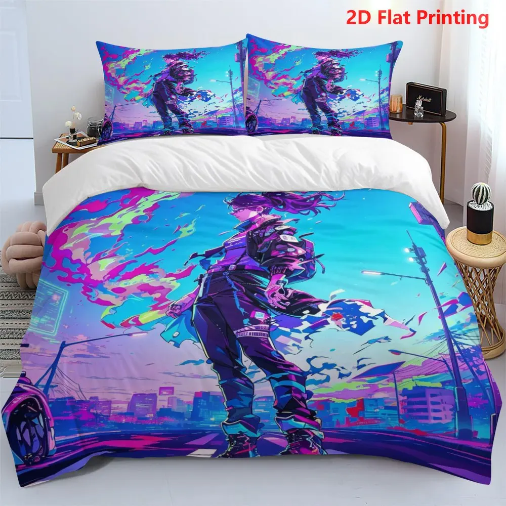 Cyberpunk City Style Bedding Duvet Cover Set Multi Size Quilt Cover Queen Size Bedroom Bedding Decoration Machine Washable Adult Boy Girl Bedroom