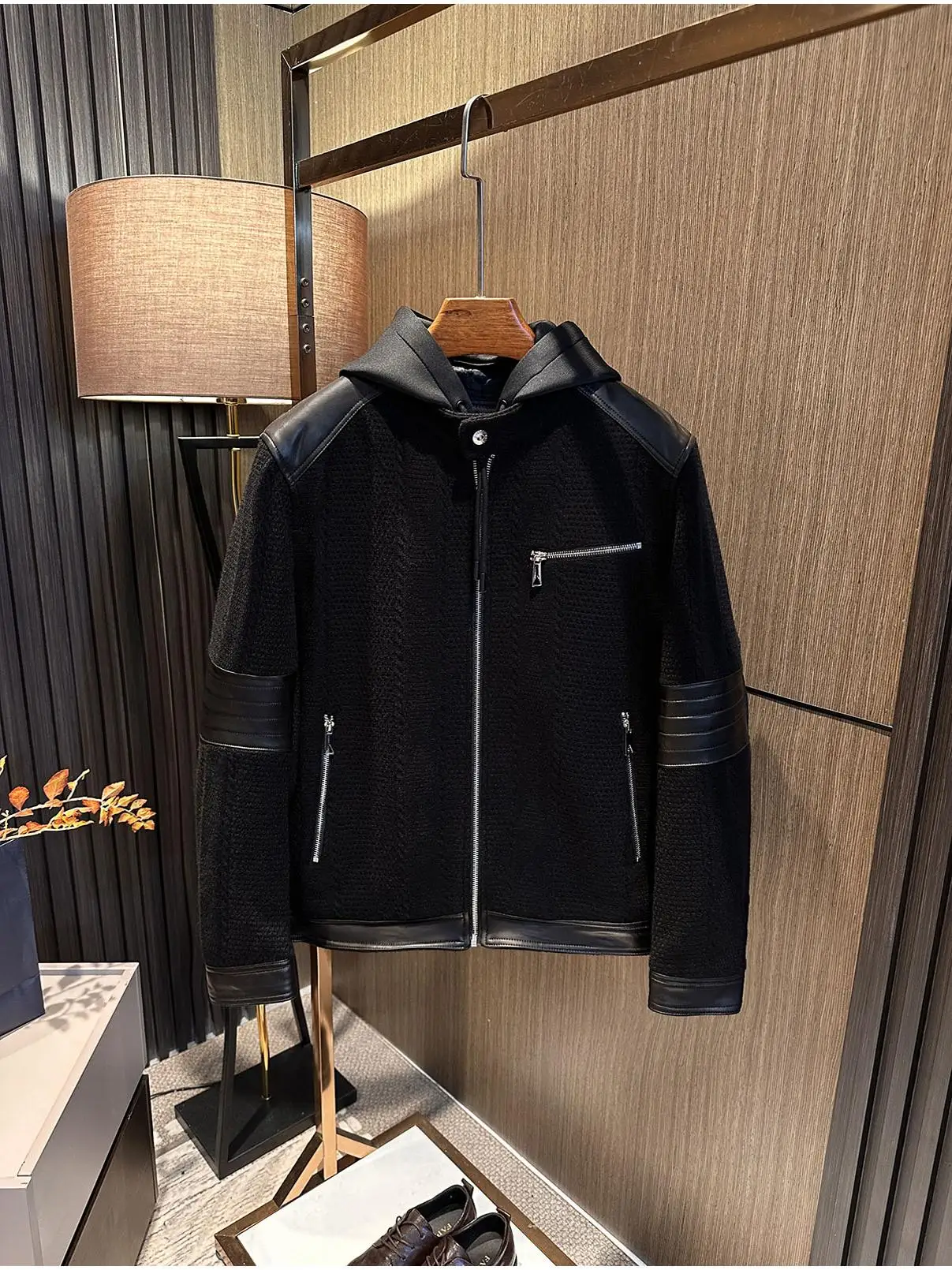 

Высококачественная вязаная куртка из овчины со съемной шапкой из тонкого хлопка, зимнее пальто для молодых мужчин Faion Urban Sle