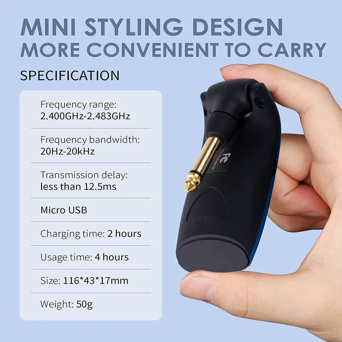 

Беспроводная гитарная система A61P 2,4 ГГц, перезаряжаемый беспроводной аудиопередатчик-приемник для электрогитары и бас-гитары - черный