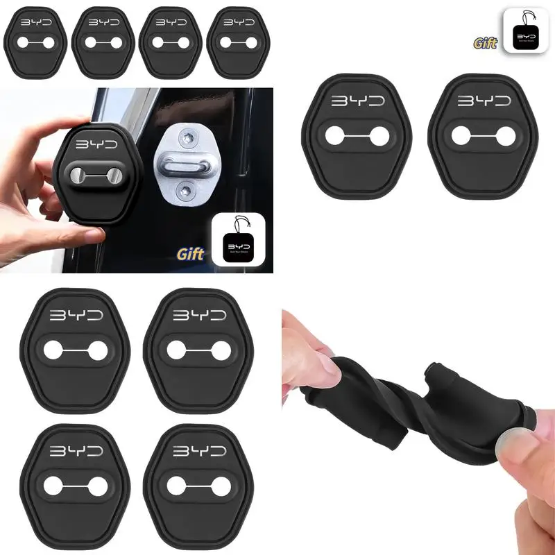 4Pcs Silicone Door Lock Buckle Protector For BYD Atto 3 Seal Dolphin Han Tang Song Yuan Reduce Noise Auto Exterior Replacement P