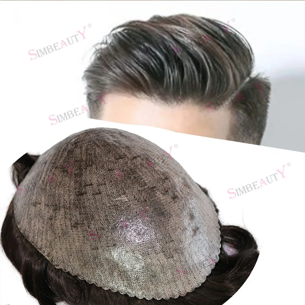 Natural Hairline Mens Thin Skin Full PU Microskin Toupee Brown Black Super Durable Human Hair Wig Male Capillary Prosthesis Unit