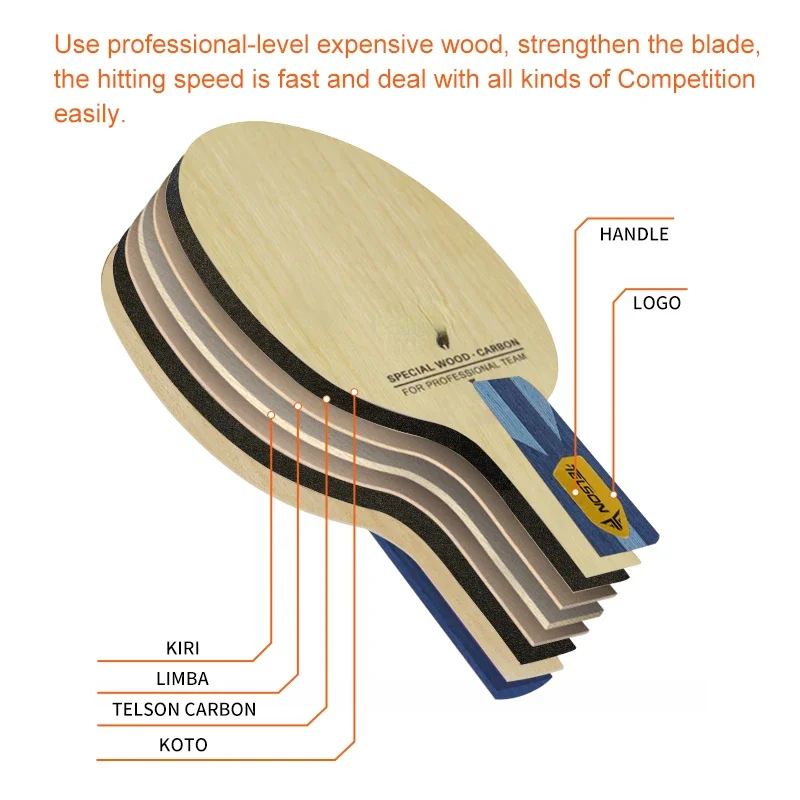 PingPong Factory Telson Carbon Table Tennis Blade koto limba table tennis racket