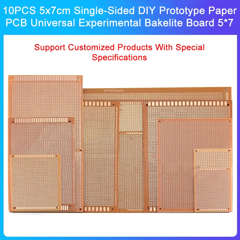 Placa de baquelita Experimental Universal, prototipo de papel de un solo lado, PCB, 10 piezas, 5x7cm