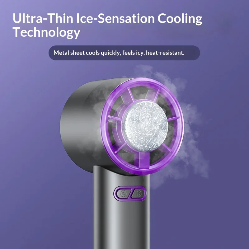 USB Handheld Fan, 5-Speed Turbo Cooling Fan with Semiconductor Ice Technology, Portable Mini Fan for Personal Cooling