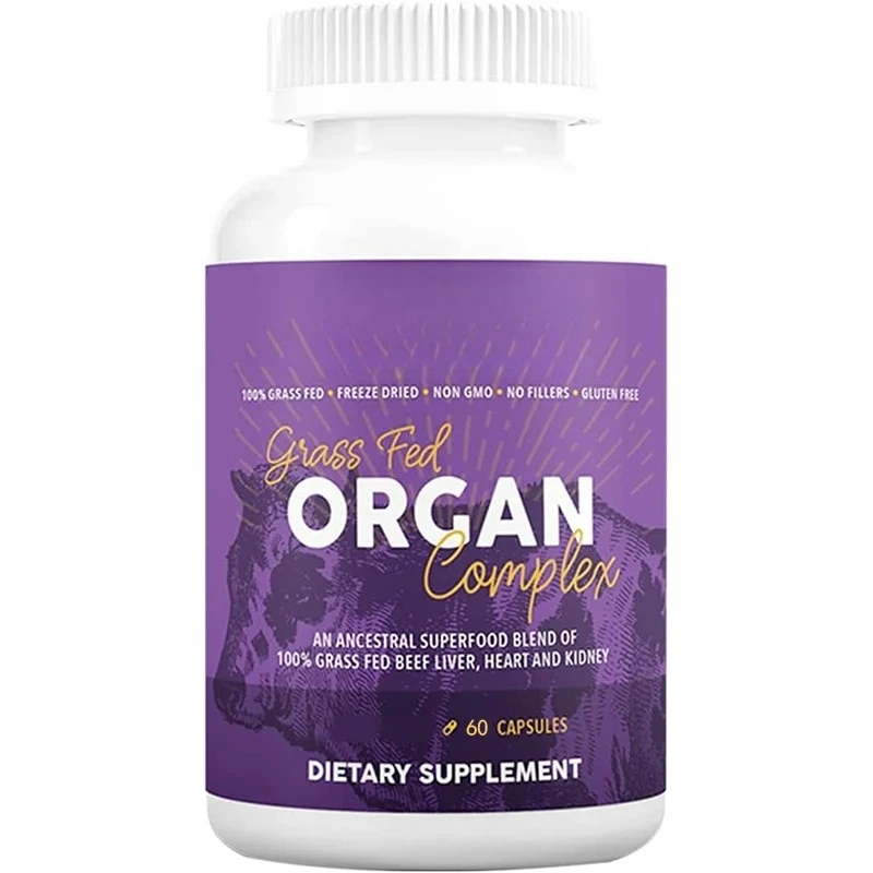 Grass Fed Beef Organ Complex - Freeze-dried Beef Liver, Heart, And Kidney Mixture -60 Capsules
