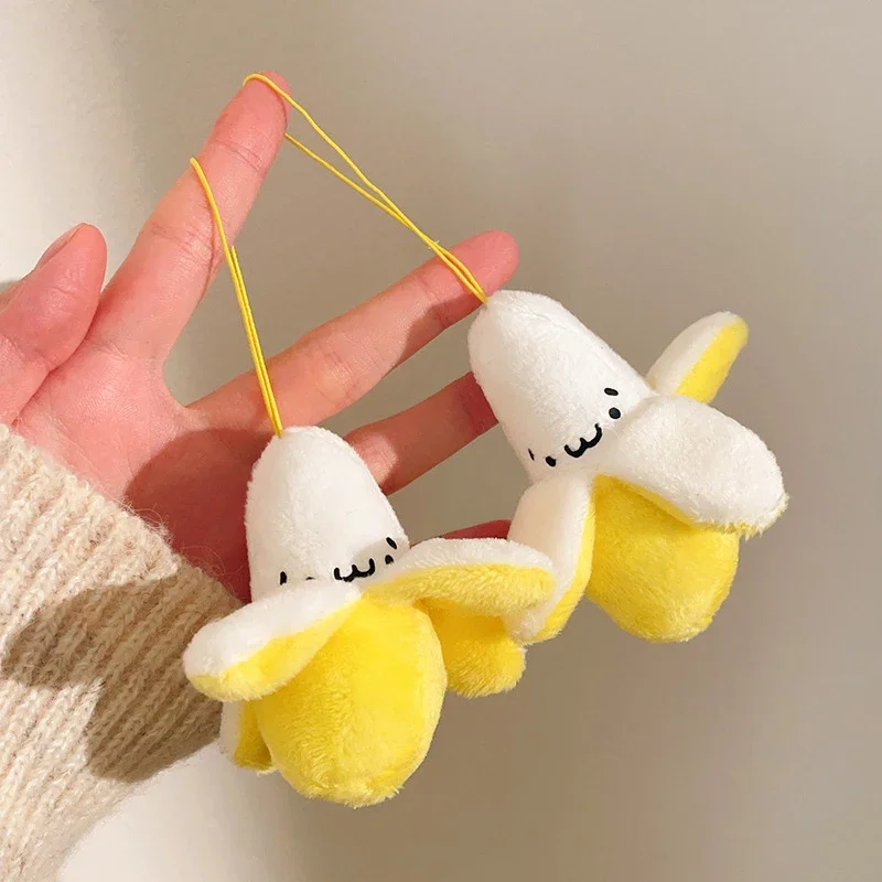 Cartoon-Bananen-Plüsch-Schlüsselanhänger, Niedlicher Kleiner Frucht-Anhänger, Schlüsselring für Mädchen, Taschen-Ornamente, Schüler-Buchzubehör, Geschenke