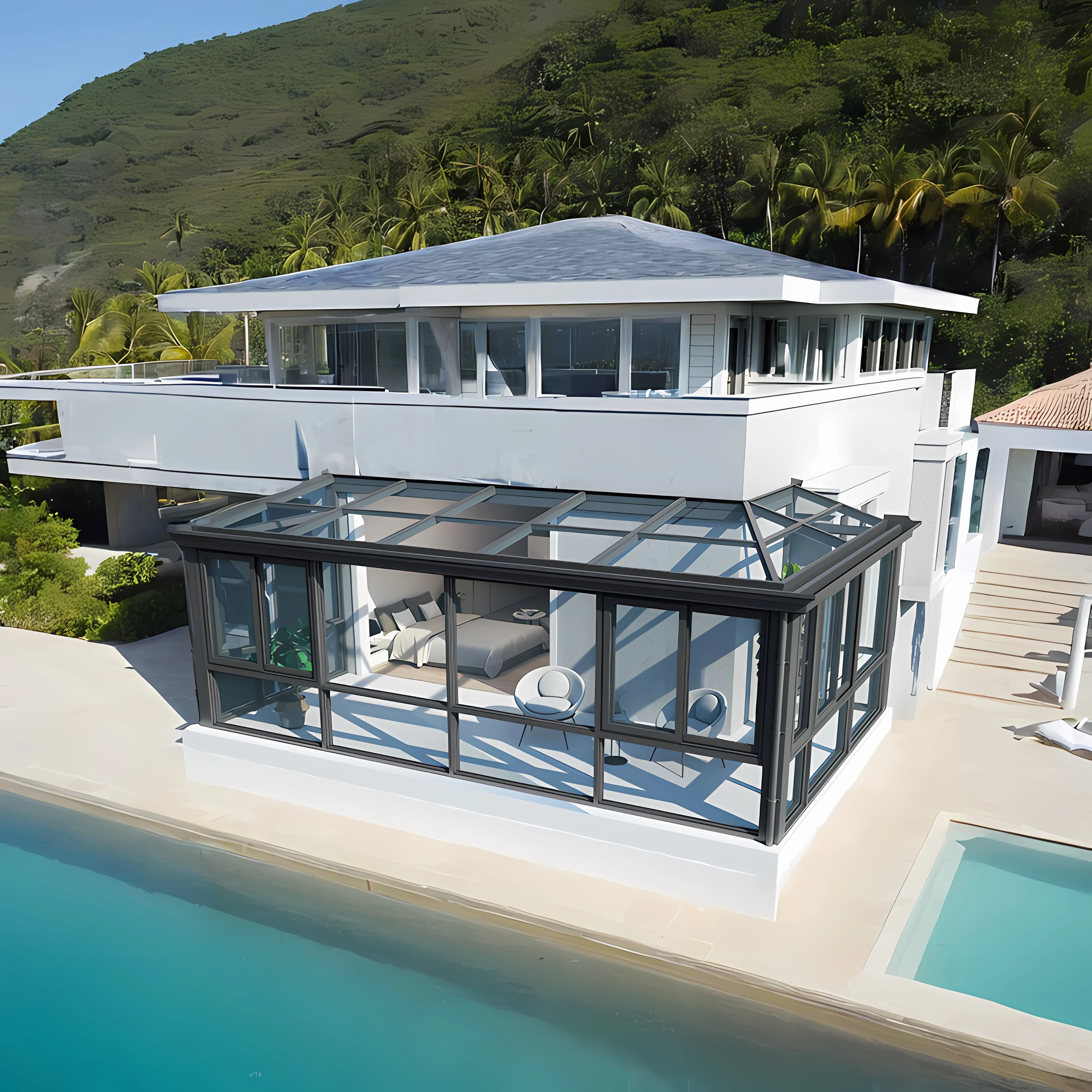 الدفيئات الزجاجية الجاهزة في الهواء الطلق وحدائق الشتاء للفناء والشرفة وخياط الألومنيوم وغرفة الشمس #2